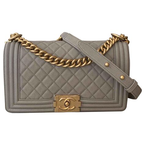 chanel gray boy bag